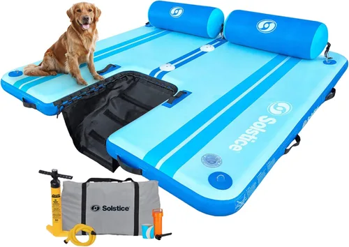 SOLSTICE Tabla Flotante Inflable para Perros, Rampa de Agua para Barcos y Muelles, Capacidad para Fiestas (4-6 Personas) - Plataforma Flotante para