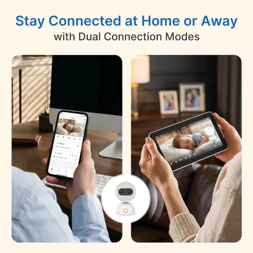 Miniatura 4 de Simsky Monitor de bebé de pantalla dividida de 7 pulgadas con 2 cámaras, cámaras duales de 4MP con zoom 6X y zoom panorámico, WiFi y sin WiFi