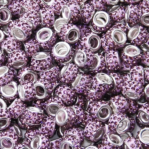 Miniatura 21 de 200 Piezas de Cuentas Espaciadoras Europeas de Agujero Grande, Cuentas de Artesanía Europeas Negras Zyehxed con Diamantes de Imitación Cuentas Negro