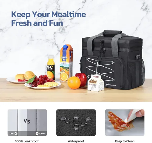 Miniatura 6 de Maelstrom Portable Collapsible Soft Cooler Bag – 24/30/60 Cans Double-Deck Leakproof Ice Chest for Beach, Camping & Grocery