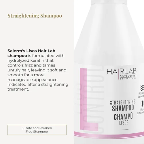 Miniatura 2 de SALERM - Champú de queratina - Lisos Hair Lab - 10.1 fl oz - Controla el encrespamiento del cabello - Suave y liso - Con protector térmico