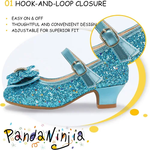 Miniatura 103 de PANDANINJIA Vestido de jada para niñas y niños pequeños, zapatos de princesa Mary Jane con tacones con lazo para fiesta, boda, boda