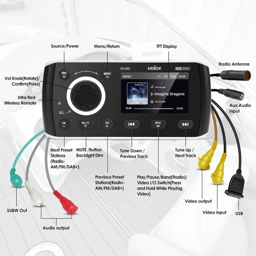 Miniatura 2 de Radio estéreo marina de FM del receptor de audio/vídeo de Bluetooth, MECH menos para el yate, deporte del poder