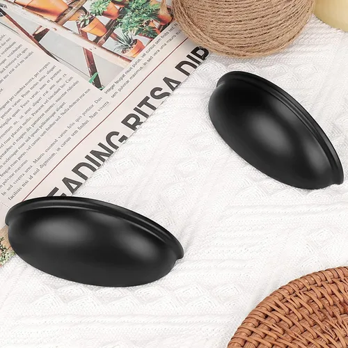 Miniatura 4 de Probrico Paquete de 5 tiradores para cajones de taza, color negro mate, manijas de gabinete para recipientes, manija de tocador de baño Blak de 3