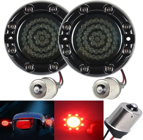 Miniatura 11 de ZYTC 3 1/4 "LED intermitentes con luz corriente estilo bala frontal 1157 LED kit de señal de giro ámbar blanco para Harley Davidson caja negra