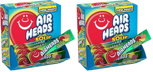 Miniatura 10 de Airheads Dulces, sabores de frutas surtidos, caja de cine, barras de tamaño completo envueltas individualmente, sin fusión, 6 barras por caja, 12