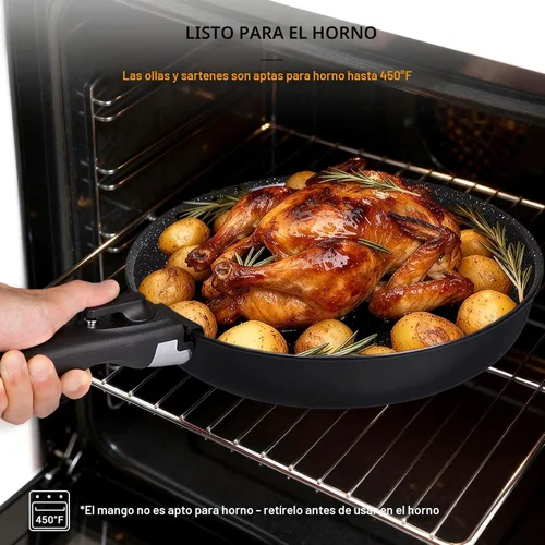 Miniatura 8 de Ammeloo Juego de 21 piezas de ollas y sartenes de cerámica antiadherentes con mangos desmontables y sartén para freír huevos, utensilios de cocina