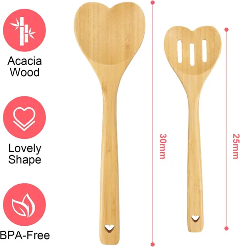 Miniatura 2 de Regalos de cumpleaños para mamá, 2 cucharas de madera con corazón para cocinar, regalos del día de la madre para mamá de hija o hijo, regalo