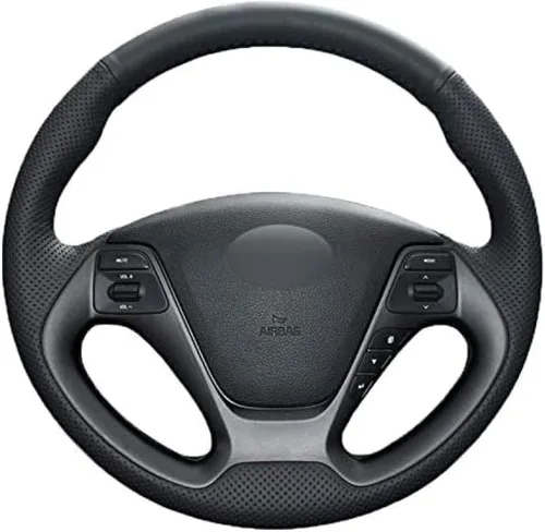 Cubierta de volante de costura a mano para Kia K3 2013-2018 para Ceed Cee'd Cerato Forte Koup Forte5 2014 línea negra transpirable antideslizante
