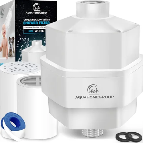 Miniatura 13 de AquaHomeGroup Filtro de ducha de 20 etapas, reduce el cloro, los metales pesados y los sedimentos, vitamina C y E, alto rendimiento, ajuste Negro