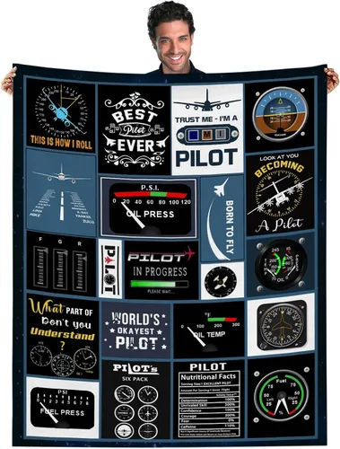 tgruihm Mantas de regalo de piloto de 60 x 50 pulgadas, regalo de aviación, regalos de piloto de aviación, ideas de regalo de aviación, regalos de