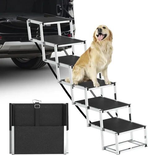 Miniatura 10 de Escaleras para perros con barandilla para perros grandes, escalón extra ancho de 20 pulgadas, 4 escalones de 34 pulgadas con superficie