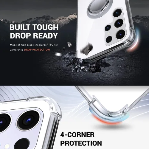 Miniatura 3 de Silverback Funda transparente para Samsung Galaxy S22 Ultra con soporte de anillo, amortiguador de golpes, a prueba de golpes, carcasa para Galaxy