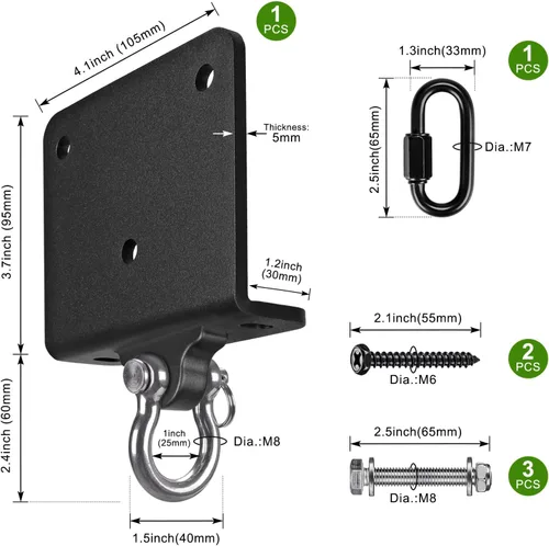 Miniatura 5 de Kipika Colgador de pared para bolsa pesada, soporte giratorio para bolsa de boxeo resistente para gimnasio en casa, longitud ajustable para bolsa