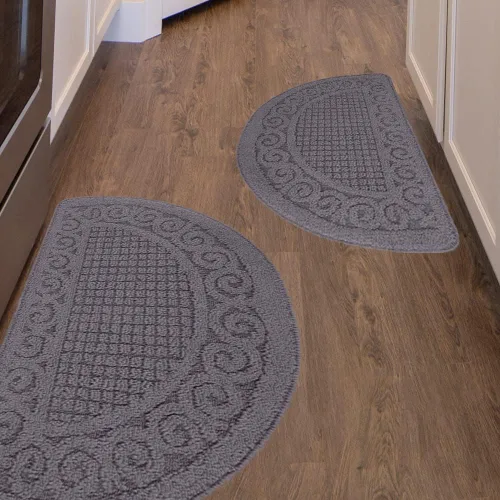 Miniatura 5 de Alfombras grises de cocina para suelo, 2 piezas de 18"×30", antideslizante, lavable, alfombra de cocina, alfombra de pie absorbente, alfombra