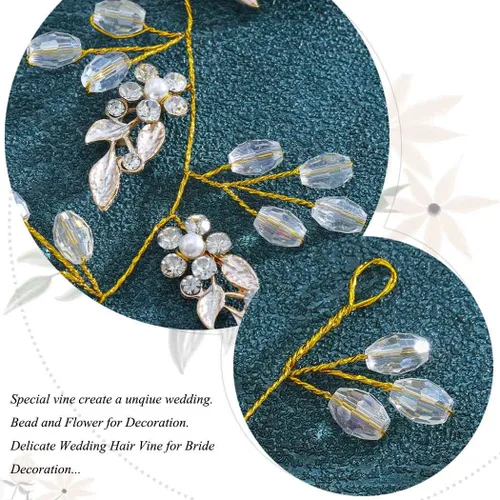 Miniatura 4 de Unicra Diadema larga con diamantes de imitación de cristal para mujeres y niñas (dorado)