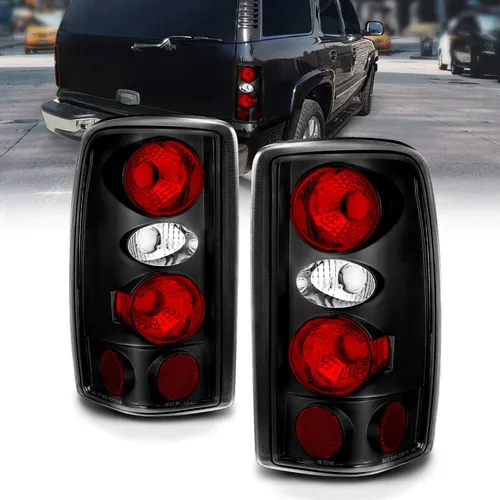 AmeriLite para 2000-2006 Chevy Tahoe Suburban/GMC Yukon Denali XL, Juego de Conjunto de Luces Traseras de Reemplazo Estilo Euro Negro - Lado del