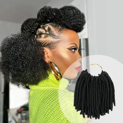 Miniatura 9 de AU-THEN-TIC Nubian Twist - Cabello rizado de 10 pulgadas, rizos de resorte previamente enlazados, 2 paquetes, extensiones de cabello rizado