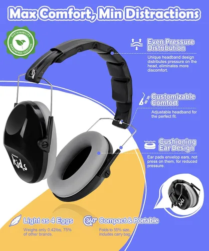 Miniatura 4 de PROHEAR 032 2.0 - Auriculares con cancelación de ruido para niños - Reducción de ruido de 25dB - Orejeras ajustables de protección sensorial