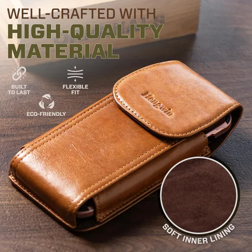 Miniatura 2 de Funda de cuero genuino para cinturón de hombre, funda para cinturón de teléfono celular con clip para cinturón para iPhone 17 Pro Max 16 Plus 15 Pro
