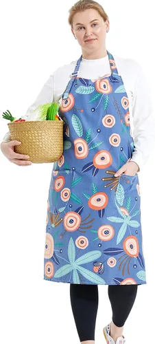 Miniatura 50 de Delantales de algodón y lino para hornear, talla grande, para mujer, con bolsillos, cocina