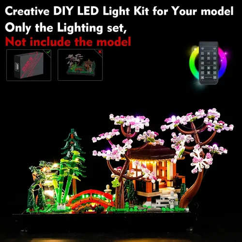 Miniatura 2 de LocoLee Kit de luces de control remoto compatible con Lego Tranquil Garden 10315 Zen Garden (solo luces, sin modelos) Juego de iluminación RC