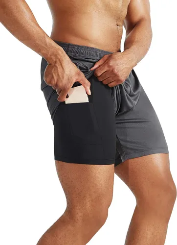 Miniatura 5 de NELEUS Men's 2 in 1 Running Shorts with Liner,Dry Fit Workout Shorts with Pockets