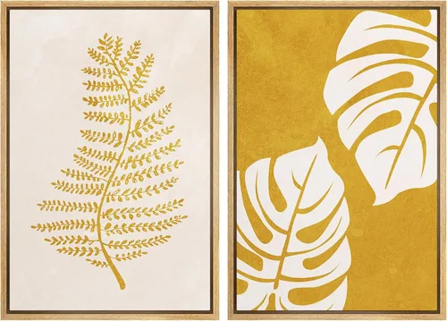 Miniatura 51 de SIGNWIN Lienzo enmarcado para pared, juego de arte con anillos de árbol de bosque grunge en blanco y negro, ilustraciones de naturaleza silvestre