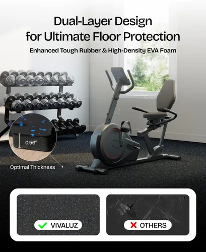 Miniatura 2 de 0.56 Inch Thick 96 Sq Ft Gym Flooring for Home Gym, 24 Tiles Robust Rubber Top with Eva Foam Exercise Equipment Mats, Protective Flooring Puzzle Mat