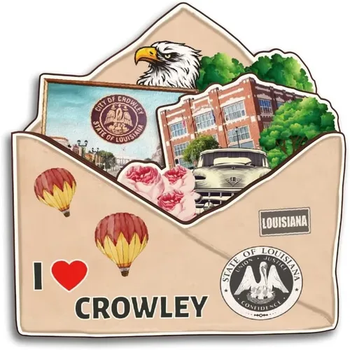 Miniatura 14 de Crowley Louisiana USA America - Imán de madera para nevera, colección de madera 3D, hecho a mano, recuerdos de la ciudad, imán para nevera