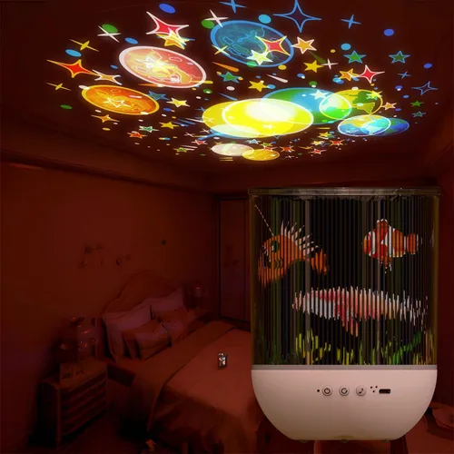 Miniatura 2 de Colorful Life Proyector dinámico de galaxia de luz nocturna para niños, luz musical, lámpara espacial giratoria con proyección animada, versión