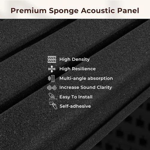 Miniatura 2 de Vangoa Paquete de 12 paneles acústicos autoadhesivos a prueba de sonido para paredes de 12 x 12 x 2 pulgadas, espuma absorbente de sonido