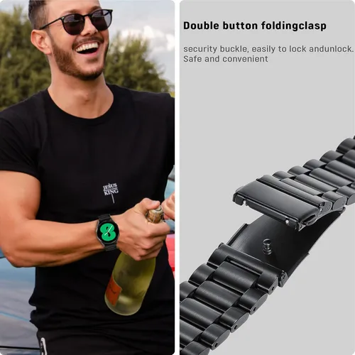 Miniatura 5 de Band Compatible with Samsung Galaxy Watch 7 6 5 4 Band 40mm 44mm 45mm/Watch 6 4 Classic 42mm 46mm 43mm 47mm,Metal Stainless Steel Bands Strap Men