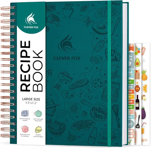 Miniatura 23 de Clever Fox Libro de recetas en espiral, haz tu propio libro de cocina familiar, organizador de cuadernos de recetas en blanco, diario de cocina Negro