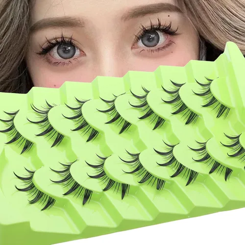 7 pares de pestañas manga de aspecto natural, pestañas postizas onduladas y puntiagudas de estilo anime, pestañas postizas de cosplay de estilo