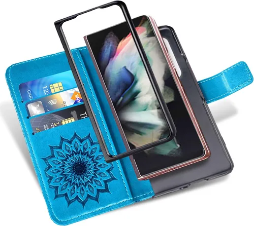 Miniatura 3 de Asuwish Funda de teléfono para Samsung Galaxy Z Fold 4 5G 2022 cartera y girasol de cuero delgado con tapa para tarjetero, accesorios para celda