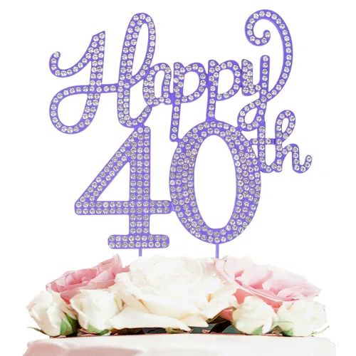 Miniatura 73 de LASKYER Decoración de feliz cumpleaños número 10, decoración de pastel de diamantes de imitación dorados de 10º cumpleaños – Letrero de metal