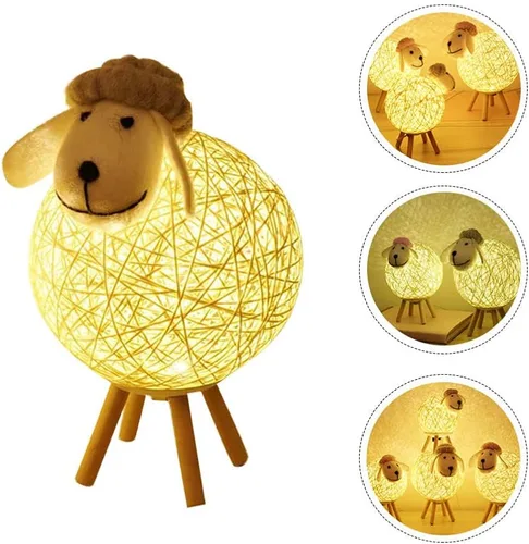 Miniatura 6 de JOEBO Lámpara de noche de alpaca, lámpara de escritorio, lámpara de lectura, mesa de cama ajustable, luz decorativa de oveja, lámpara de noche