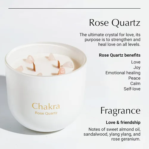 Miniatura 7 de Vela de cristal de cuarzo rosa, cera de soja de 12 onzas para aromaterapia para meditación y alivio del estrés, mechas de madera agrietada duales, 6