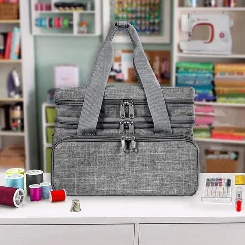 Miniatura 5 de Organizador de Accesorios de Costura SINGER (Solo Bolsa) – Bolsa de Almacenamiento de Costura Portátil de Doble Capa 2 Fundas Desmontables y 18
