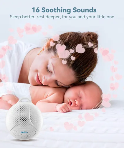 Miniatura 4 de Máquina de sonido para bebé, 16 sonidos calmantes, máquina portátil de ruido blanco con luz nocturna y temporizador, chupete de sueño recargable