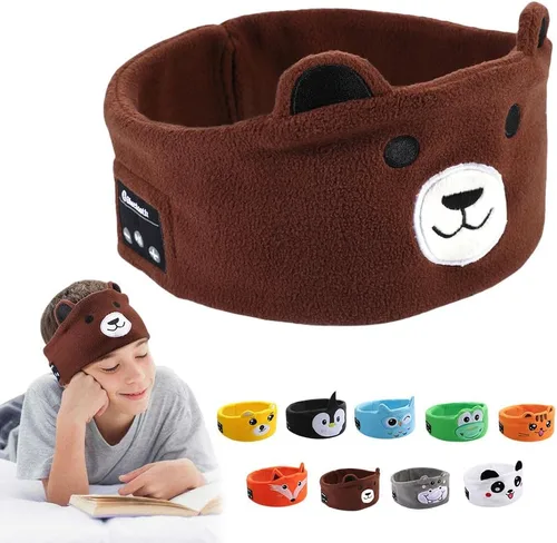 Auriculares Inalámbricos para Niños, Auriculares Sobre la Oreja para Niños y Pequeños, con Altavoces Delgados y Diadema de Felpa Super Suave (Oso)