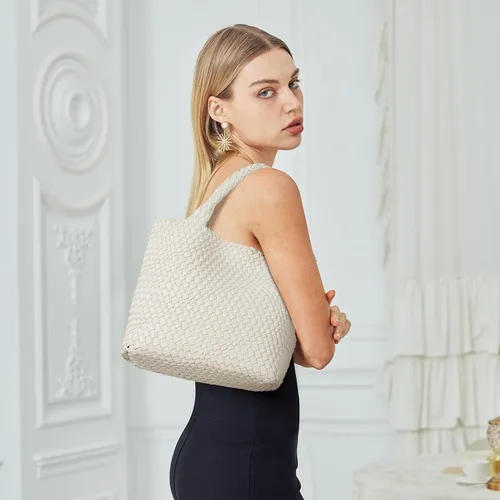 Miniatura 2 de BOSTANTEN Bolsas tejidas para mujer, bolso grande de cuero, bolso de mano de verano, playa, viaje, bolso de hombro de moda