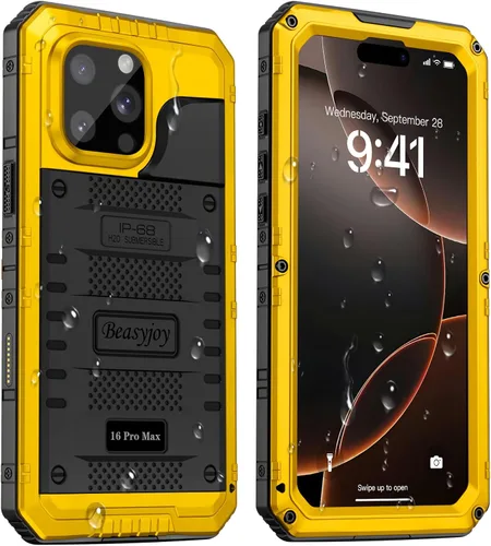 Miniatura 49 de Beasyjoy Funda impermeable para iPhone 12 Pro Max, cubierta protectora de cuerpo completo con protector de pantalla incorporado, resistente a Negro