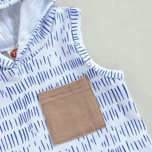 Miniatura 25 de Conjunto de ropa de verano para bebé niño y niño, diseño a cuadros, manga corta, sudadera con capucha y pantalones cortos casuales