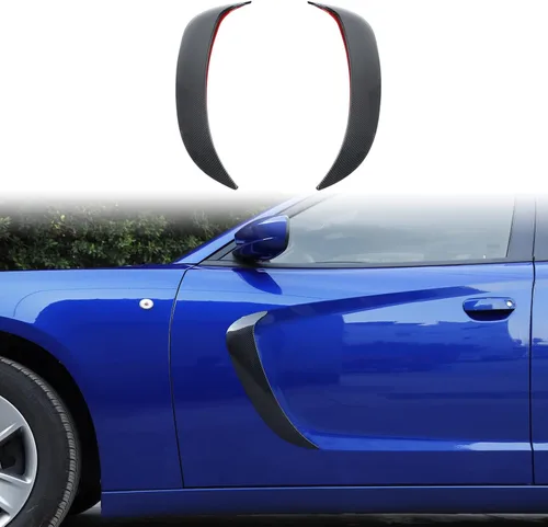 JWWY Cubierta para guardabarros laterales de puerta delantera, rejilla de ventilación para Dodge Charger 2011-2025, accesorios exteriores de fibra