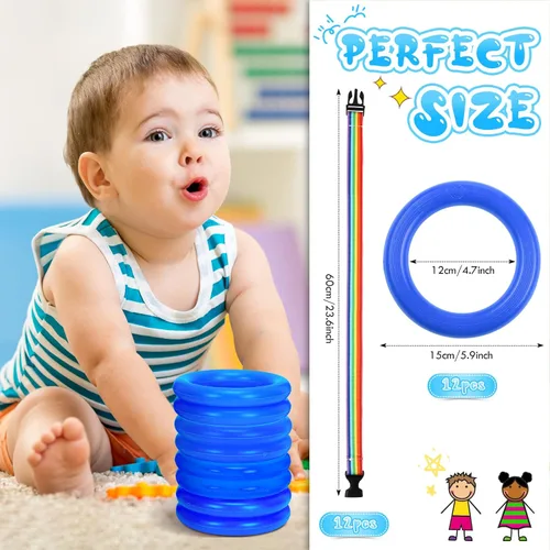 Miniatura 2 de Tatuo Juego de 12 cuerdas para caminar para niños en edad preescolar, cuerda de transición desmontable, cuerda de seguridad para guardería Azul