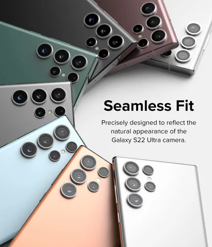 Miniatura 5 de Ringke Marco de lente de cámara de vidrio compatible con Samsung Galaxy S22 Ultra 5G, aluminio metal individual lente de cámara protector adhesivo