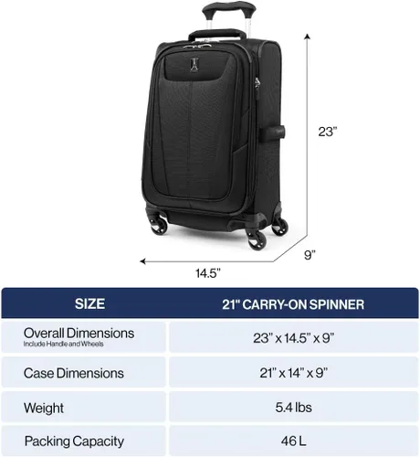 Miniatura 48 de Travelpro Maxlite 5 - Juego de 2 piezas de equipaje de mano de tela, expandibles con 4 ruedas giratorias, bolso blando para debajo del asiento, Negro