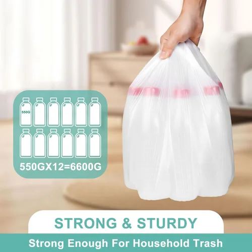 Miniatura 3 de 112 bolsas de basura de 4 galones, bolsas de basura blancas, bolsas de basura pequeñas para baño, bolsas de basura pequeñas para latas de baño
